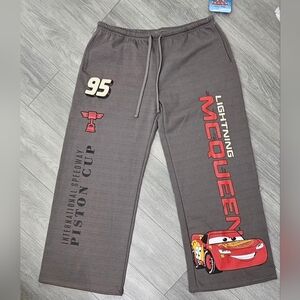 Disney Pixar Cars Lightning McQueen Sweatpants NWT Men’s XL Gray Piston Cup